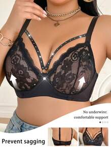 1 Stück Große Größen einfacher Spitzen-Unterbügel-BH, sexy Dessous, modisch-lässiger Alltagsgebrauch