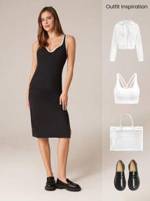 GLOWMODE 女士侧开衩露背修身运动连衣裙 - 黑色 - 查看 6