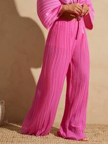 Vixey Pantalones anchos de pierna con pliegues de gasa transparente con shorts cortos, conjuntos de verano para mujeres, conjuntos de playa para mujeres, conjuntos de primavera para mujeres, ropa bohemia, vestido de playa para mujeres, ropa bohemia para mujeres