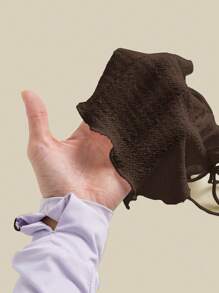 SHEIN Essnce 女士纯色前系带短款吊带背心，适合度假 - 咖啡棕 - 查看 6