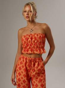 Forever 21 女士休闲日常装简约时尚抹胸上衣 - 橘色 - 查看 4