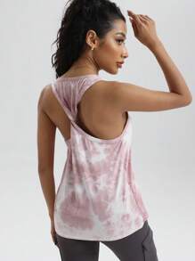 Women's Round Neck Sleeveless Twist Design Simple Active T-Shirt & Tank Top - Brown - View 1