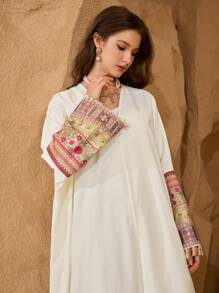 Al Najma Women's Simplistic Arabian Abaya, Casual For Everyday Wear, Modest Robe - Apricot - View 3