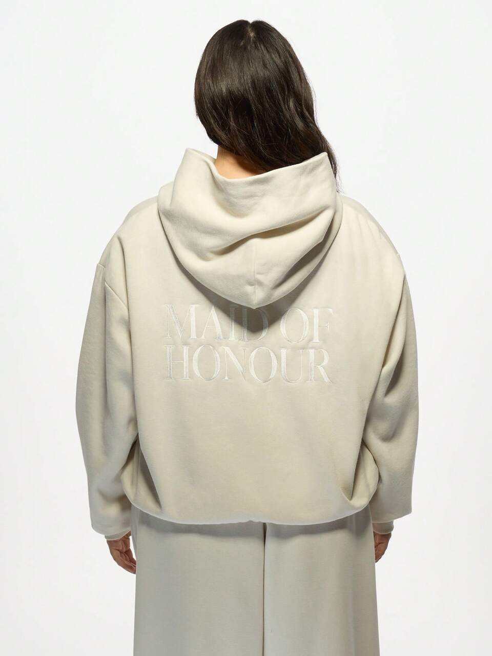 MISSGUIDED Oversized Brautjungfer Hoodie Sweatshirt Oversized Braut Hochzeit Essentiell Gemütlicher Winter Lässig Pullover mit Kängurutasche Stickerei Anlass
