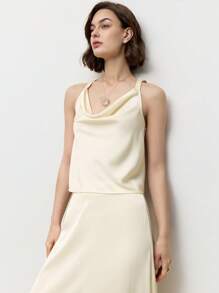 BizChic Hellabrikosfarbenes elegantes Damenoutfit bestehend aus Trägertrops und A-Linien Maxikleid, 2-teilig, für Frühling/Sommer