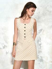 GENKIRA Women's Spring Summer Polka Dot Bodycon Mini Skirt - Apricot - View 4