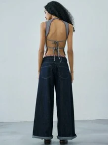 Easelle Black & White Striped Knit Sleeveless Fitted Tank Top - Multicolor - View 7