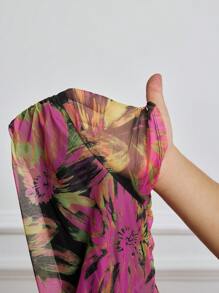 MaterniWear Maternitate Rochie Mini cu Volant cu imprimeu floral elegant - Negru - Vizualizare 6