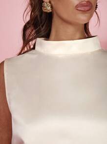 COSMINA Ladies Sleeveless Stand Collar Elegant Formal Occasion, Daily Wear, Office Siren Outfits, Influencer Style, Old Money Style, Summer Outfits For Women