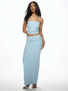 MISSGUIDED Tweedelige set: spaghettibandjes crop top met hoge taille bodycon maxi rok, feestclub avond zomer strand outfit