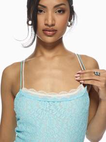 MISSGUIDED Elegant Double Layer Lace Bodycon Maxi Dress With Scalloped Trim Perfect , Evening Parties Proms Occasions Formal Events Summer Wedding Guest Dress - Blue - View 5