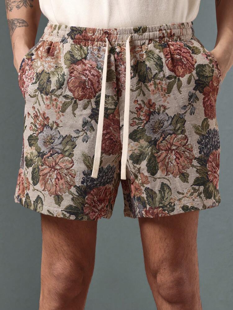 Pantalones cortos de estar con estampado floral de tapiz vintage