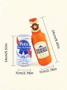 1 件装毛绒发声啤酒瓶和可乐瓶设计宠物狗咀嚼玩具用于磨牙 - 彩色 - 查看 6