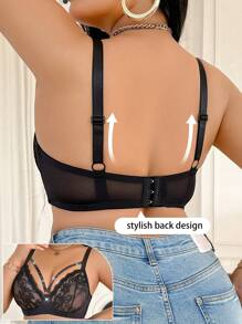 1 Stück Große Größen einfacher Spitzen-Unterbügel-BH, sexy Dessous, modisch-lässiger Alltagsgebrauch