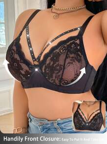 1 Stück Große Größen einfacher Spitzen-Unterbügel-BH, sexy Dessous, modisch-lässiger Alltagsgebrauch