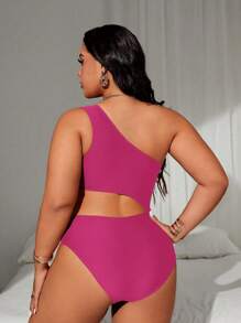 SHEIN Swim Curve Plus Size Women's Color Block Cutout Sexy Casual Vacation Jumper Swimsuit