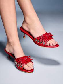 CUCCOO GRLICON Women's High Heel Sandals, Y2K Style, Punk Rock, Biker, Cool Girl, Suitable For Halloween, Christmas, Party - Red - View 5