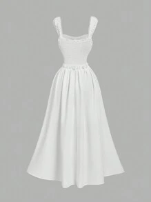 SHEIN MOD Sexy White Dress With Front Tie Slit, Bohemian Dress, Elegant Dress, Tea Party Dress, Date Dress For Women, Valentine's Day Dress, Summer Dress, Cruise Dress, Beach Dress