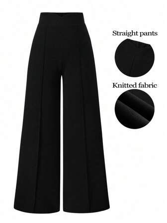 SHEIN LUNE Plus Size Women's Fashion Minimalist Slimming Casual Versatile Wide Leg Pants Fall Cloth For Women