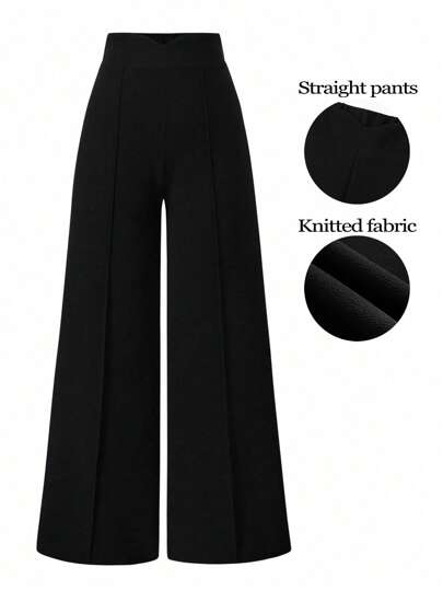SHEIN LUNE Pantalones anchos versátiles y casuales de estilo minimalista y estilizador para mujer de talla grande