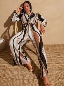 Vixey Pleated Satin Wide Leg Belted Jumpsuit, Summer Outfits For Women, Vacation Outfits Women, Island Vacation Outfits