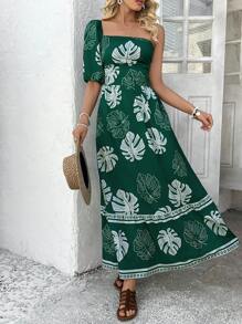 Breezaya 女士热带叶印花夏威夷连衣裙、度假装