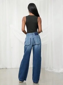 NYA SZN 春季条纹细节中长洗水直筒连衣裙节日夏季度假办公室西服学院风休闲装居家深色洗水女装 - 中等水洗藍 - 查看 7