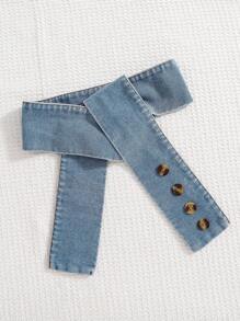 Tween Girl Patchwork Denim 2 In 1 Dress - Medium Wash - View 8