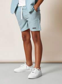 SUMWON Textured Summer Shorts Drawstring Wear Athletic Casual Beach Walking Vacation Daily Wear Comfortable Leisure Bottoms - Green - View 2