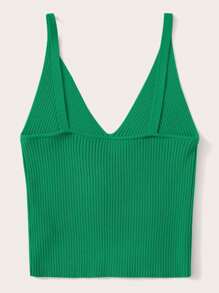 Franclia Women's Solid Minimalist Fitted Ribbed Casual Knit Top - Green - View 2