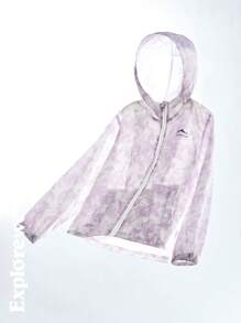 SHEIN 青少年女孩山地字母印花长袖连帽衫和短裤休闲两件套 - 淡紫色 - 查看 7