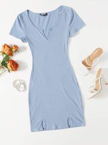 SHEIN EZwear Robe en tricot côtelé unicolore