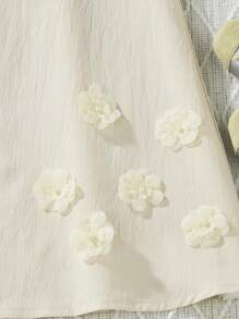 Tween Girl  Spring/Summer Loose Sleeveless Dress With 3D Floral Decor,Holiday Summer Travel - Apricot - View 5