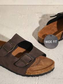 SHUZIA 女士宽版时尚休闲舒适仿皮平底凉鞋 - 摩卡棕 - 查看 5