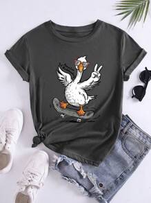 INAWLY Plus Size Women Casual Short Sleeve Top, Simple & Fashionable For Daily Wear