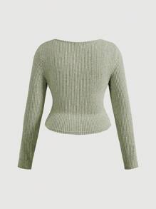 SHEIN MOD Camiseta de mujer talla grande de manga murciélago con pliegues en el pecho en color verde