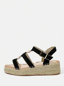 Styleloop Women's Minimalist Metal Decor Flat Shoes, Casual Everyday Wear - Black - View 7