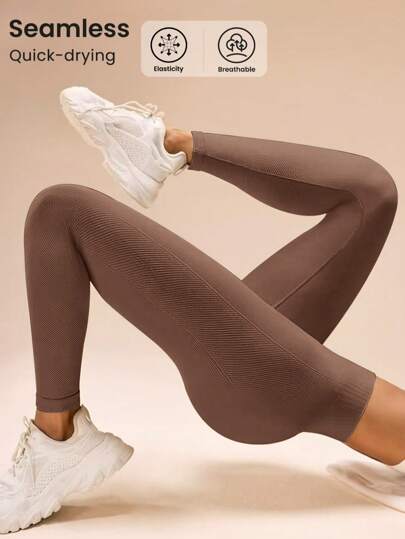 Slayform Seamless High Waist Solid Color Sports Leggings Yoga Women Pants