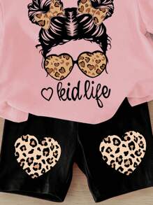 SHEIN Leap Crew Baby Girls Casual Simple Short Sleeve 2 Pieces Set, Suitable For Spring/Summer - Multicolor - View 4