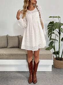 SHEIN Clasi Vestido campana holgado de tela texturizada para mujer, moda primavera/verano