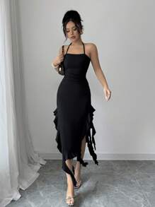 INAWLY Abito midi casual da donna, semplice e alla moda per uso quotidiano