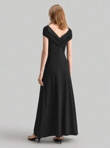 Ontre Vestido negro elegante y ceñido de mujer elástico para vacaciones - Negro - Ver 2