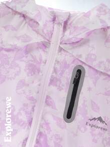 SHEIN 2件套 青少年女孩前拉链长袖印花连帽衫和裤子套装 - 淡紫色 - 查看 8