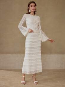 MOTF PREMIUM CONTRAST LACE ZIPPER SKIRT