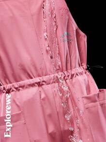 SHEIN Girls Solid Color Splicing Sleeveless Pockets Casual Jumpsuit - Khaki - View 9