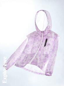 SHEIN 2件套 青少年女孩前拉链长袖印花连帽衫和裤子套装 - 淡紫色 - 查看 10