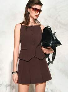 Arave Damski top bez rękawów Cami, letni top dla kobiet, wakacyjny top dla kobiet - Kawowy brązowy - Zobacz 1