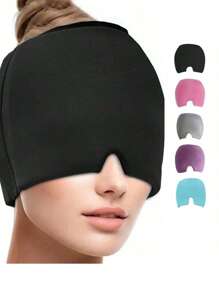 1 pieza Parche de gel de 17*22 cm de una sola capa - Gorro elástico y calmante para terapia de calor y frío para aliviar dolores de cabeza, sin necesidad de fuente de alimentación - Máscara para dormir