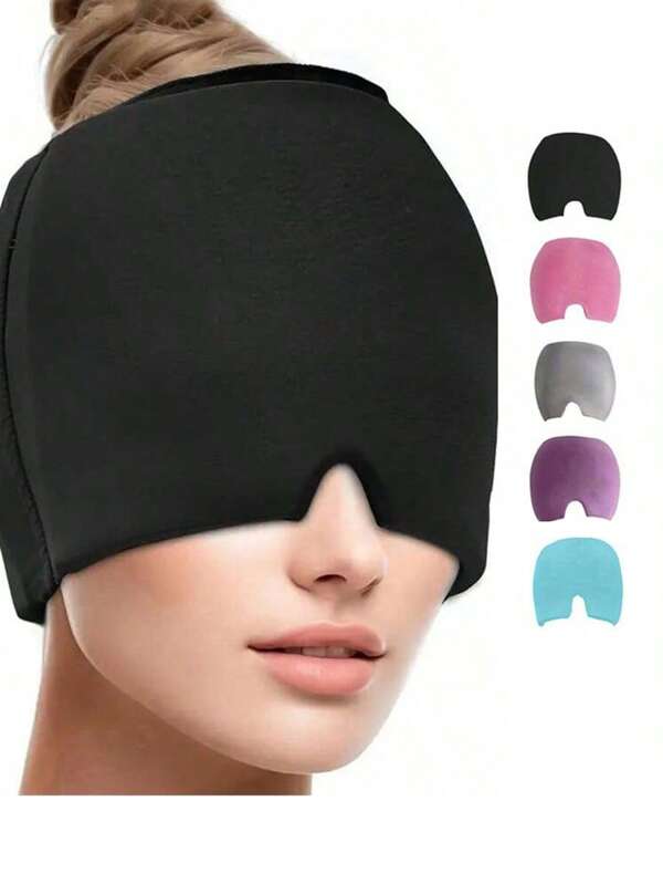 1 pieza Parche de gel de 17*22 cm de una sola capa - Gorro elástico y calmante para terapia de calor y frío para aliviar dolores de cabeza, sin necesidad de fuente de alimentación - Máscara para dormir