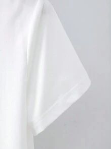 SHEIN EZwear Camiseta regular de mujer cuello redondo, simple, de moda, casual, para uso diario